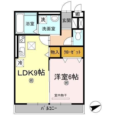 ステラⅡ(1LDK/1階)の間取り写真