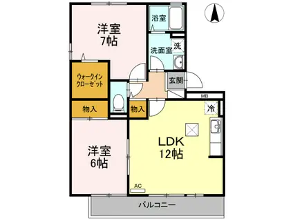 セジュール田中(2LDK/1階)の間取り写真