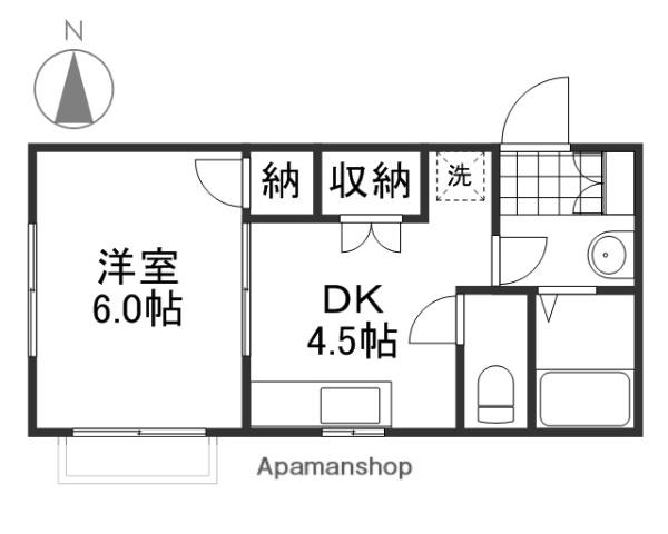 サンツボイⅡ(1DK/2階)の間取り写真