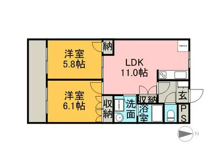 オータムめぐみ(2LDK/2階)の間取り写真
