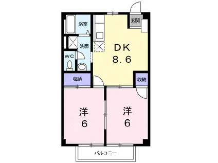サンラッキー(2DK/1階)の間取り写真