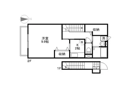 デスパシオK(1K/2階)の間取り写真