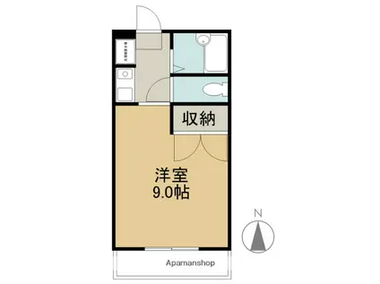 宇野線 久々原駅 徒歩10分 2階建 築30年(1K/2階)の間取り写真