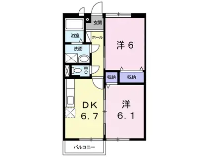 エルディムボナールA棟(2DK/1階)の間取り写真