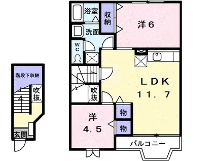 フォルム恵喜(2LDK/2階)の間取り写真