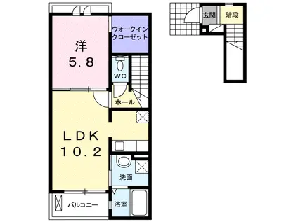 レスペヘリオスC棟(1LDK/2階)の間取り写真