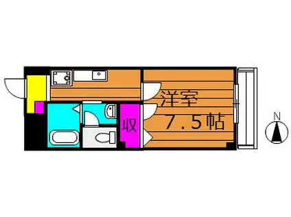 ビューハイツ吉備路(1K/1階)の間取り写真