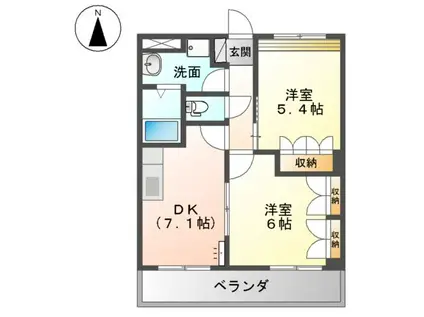 トゥインクルA棟(2DK/2階)の間取り写真