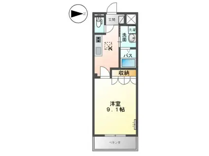 カントリードール(1K/1階)の間取り写真