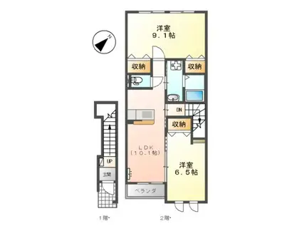 グリーンテラス(2LDK/2階)の間取り写真