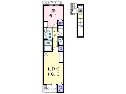エトワール(1LDK/2階)の間取り写真