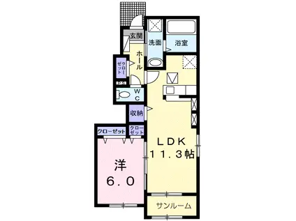 ニュー・エンブレムC(1LDK/1階)の間取り写真