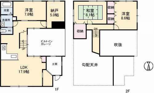 山陽本線 中庄駅 徒歩8分 2階建 築10年(3SLDK)の間取り写真