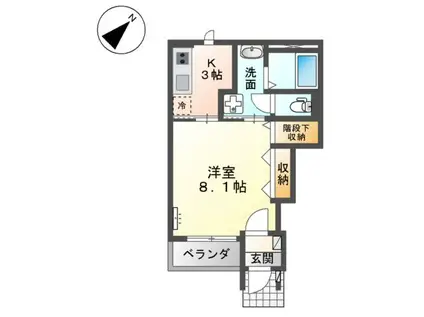 カーサ グリシーヌ(1K/1階)の間取り写真