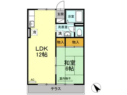 プレジール山河(1LDK/1階)の間取り写真