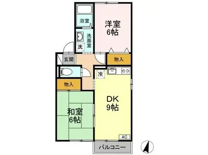 セジュールT&K(2LDK/2階)の間取り写真