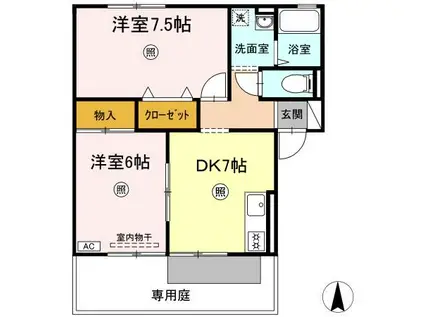 コーポラス西本A棟(2DK/1階)の間取り写真