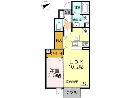 ヴィルヌーブカノン(1LDK/1階)の間取り写真