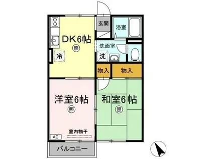 カームナガセ(2DK/2階)の間取り写真