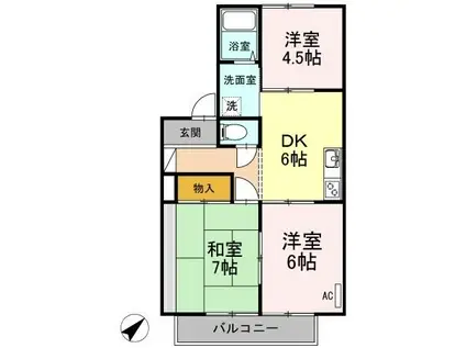 プチパール102(3DK/1階)の間取り写真