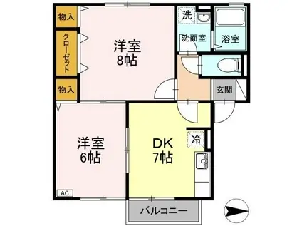 サンセール植田(2DK/2階)の間取り写真