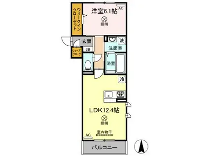 メゾン・ベル・フルール(1LDK/2階)の間取り写真