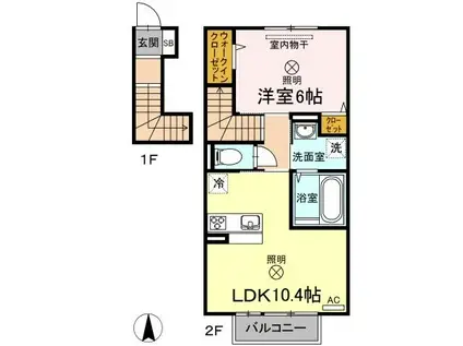 シャルール(1LDK/1階)の間取り写真