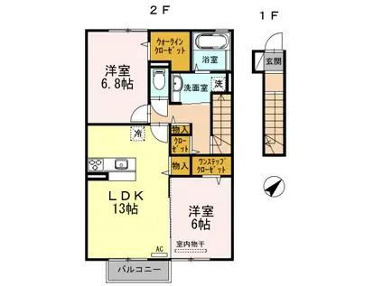 ラクスコーフ(2LDK/2階)の間取り写真