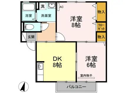 メゾンプリネールB棟(2DK/2階)の間取り写真