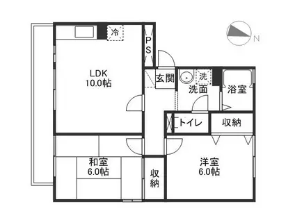 ラフィネ高柳(2LDK/2階)の間取り写真