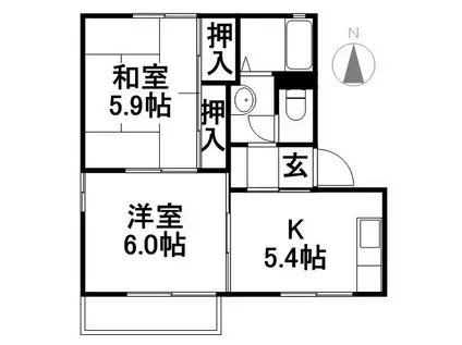 パームヒル A棟(2DK/1階)の間取り写真