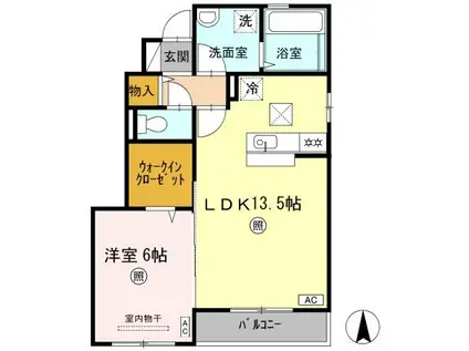 ルラシオン A棟(1LDK/1階)の間取り写真