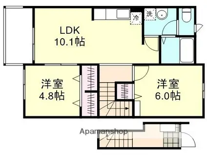 サンクレストC(2LDK/2階)の間取り写真