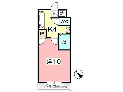 ヴェルニパレ(1K/7階)の間取り写真