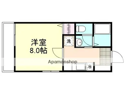 フォブール三冠A(1K/2階)の間取り写真