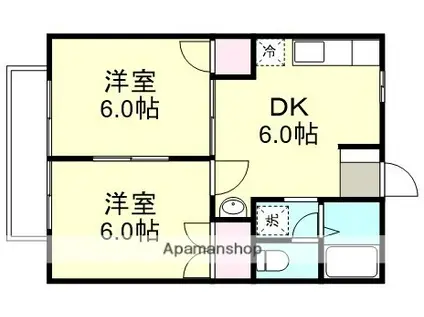 ニューシティM(2DK/1階)の間取り写真