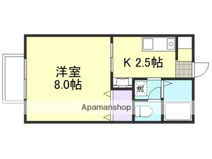 山陽本線 新倉敷駅 徒歩15分 2階建 築30年(1K/1階)の間取り写真