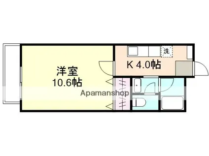 JRBハイツ倉敷駅前(1K/6階)の間取り写真