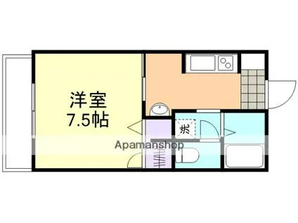 山陽本線 新倉敷駅 徒歩10分 2階建 築27年(1K/2階)の間取り写真