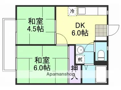 コーポ富井(2DK/2階)の間取り写真