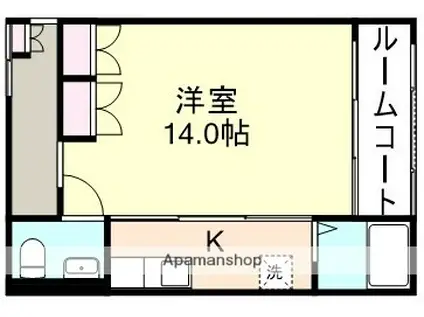 ゴールドパークB棟(1K/1階)の間取り写真