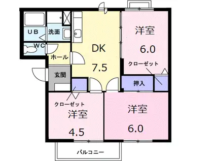 ニューエルディム横山A(3DK/2階)の間取り写真