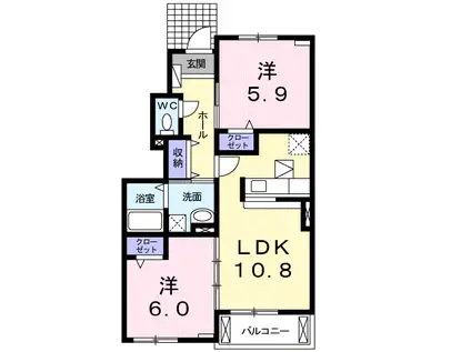 グレイス アベニューB(2LDK/1階)の間取り写真