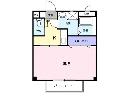 ミレニアムハイツ(1K/2階)の間取り写真
