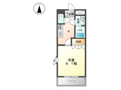 グランディア(1K/2階)の間取り写真