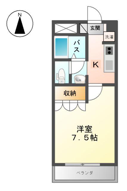 グリーンパレスⅢ(1K/1階)の間取り写真