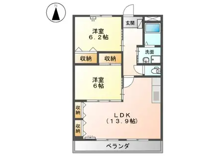 アールグレイ(2LDK/3階)の間取り写真