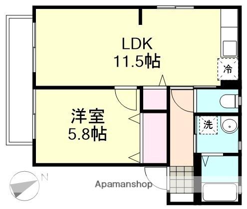 パークタウン茶屋町 B(1LDK/2階)の間取り写真