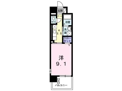 サンリットⅢ(1K/2階)の間取り写真