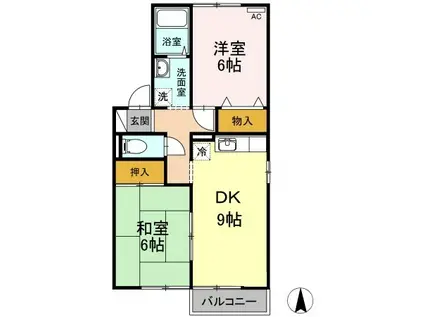 ME福島B(2DK/2階)の間取り写真